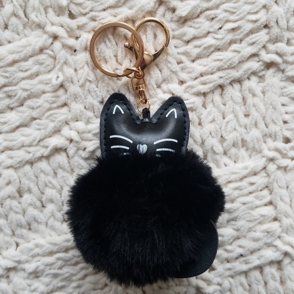 Other - NEW Black Pompom Kitty Keychain